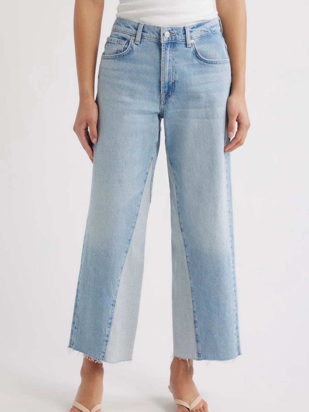 NWT 🫶 7 For All Mankind 🫶 Stovepipe Two-Tone Straight Ankle Jeans
